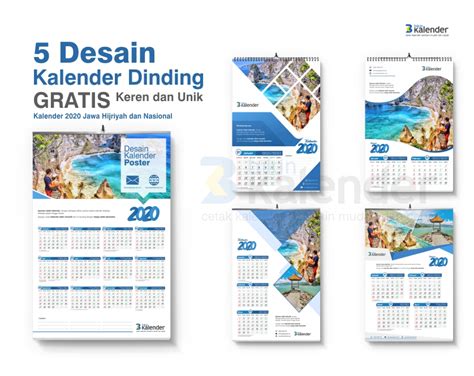 Apakah anda ingin membuat desain kalender pada bulan ini? 5 Desain Kalender Dinding 2020 Gratis Keren dan Unik