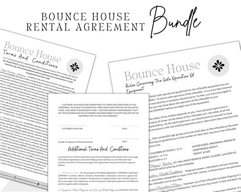 Editable Bounce House Rental Agreement Rental Contract Agreement