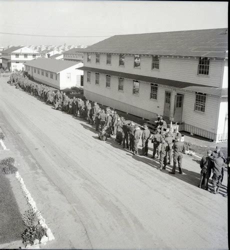 Line Of Trainees In Front Of The Barracks At Fort Ord — Calisphere