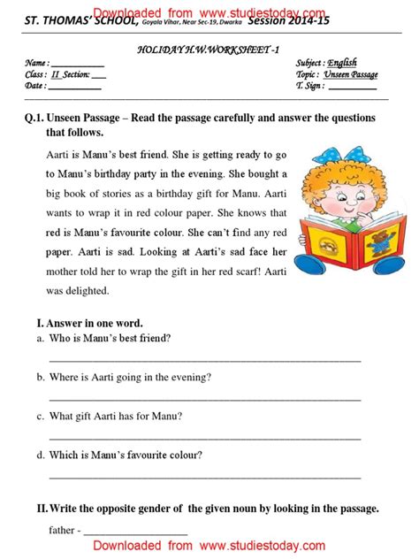 Upload, livestream, and create your own videos, all in hd. CBSE Class 2 English Practice Worksheets (113) - Unseen ...