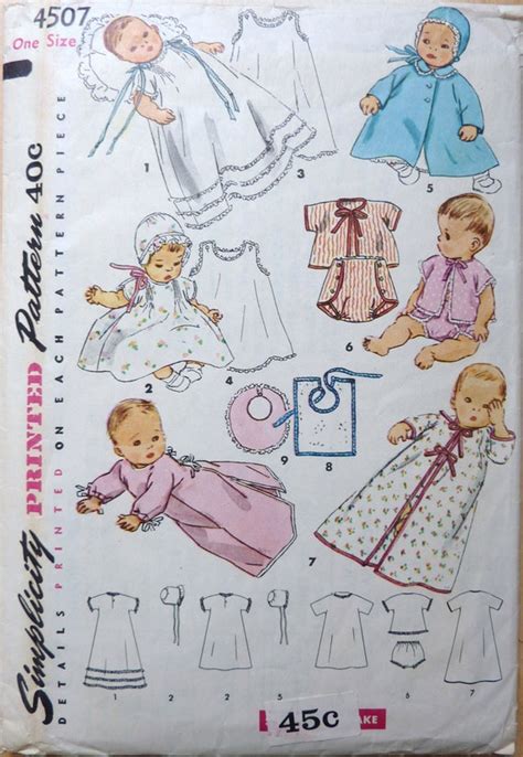 Vintage Sewing Pattern Simplicity 4507 Infants Layette