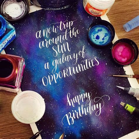 Birthday Wish Quote Calligraphy Galaxy Space Stars Opportunities Happy