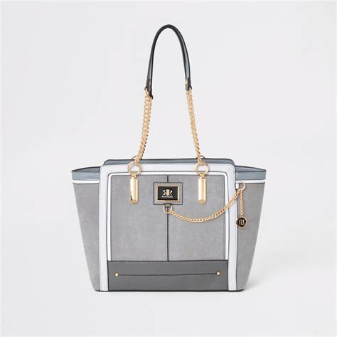 River Island Grey Chain Front Winged Tote Bag In Gray Lyst
