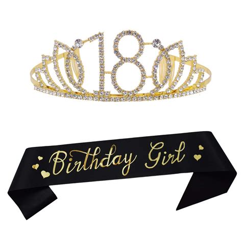 Buy 18th Birthday Gold Tiara And Sash Happy 18th Birthday Party