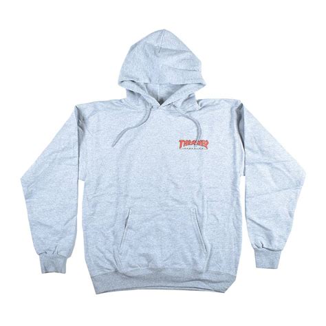 Thrasher Outlined Chest Logo Hood Grey Skate Clothing From Native