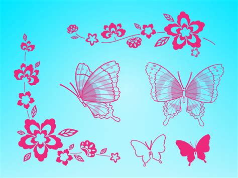 Free Flowers And Butterflies Clip Art Free Transparent PNG Clip
