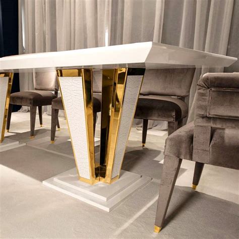 Grand Luxury Gold And Ivory Lacquered Dining Table Taylor Llorente