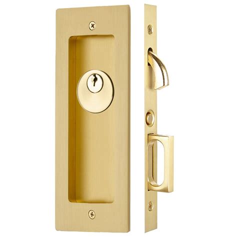 Emtek Hardware Modern Rectangular Keyed Pocket Door Mortise Lock In