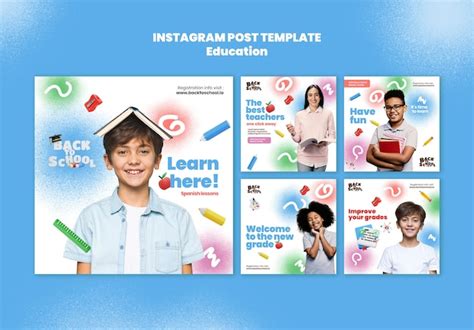 Premium Psd Gradient Back To School Instagram Posts Template