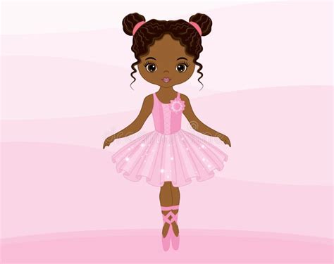 Vector Cute Beautiful African American Ballerina Dancing Stock Vector