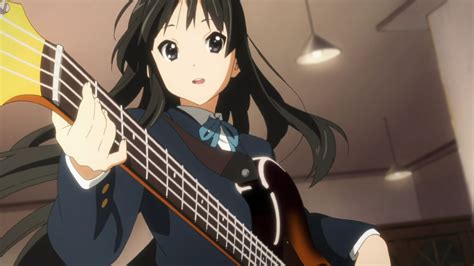 K On Guitars Akiyama Mio Smiling Open Mouth Anime Anime Girls