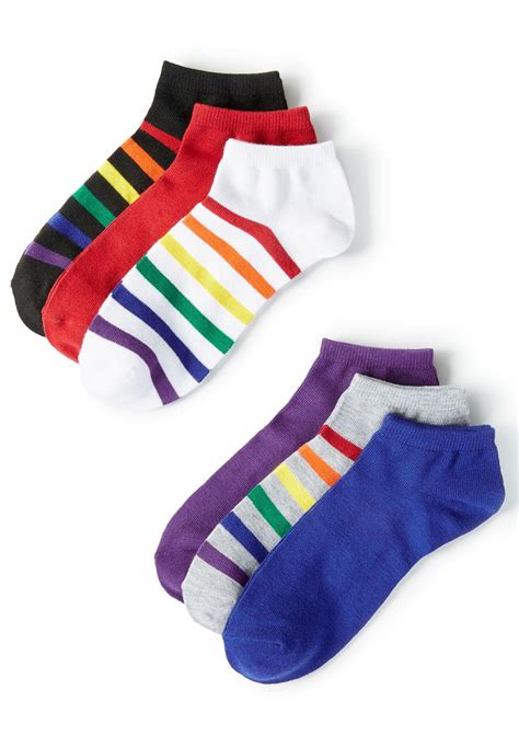 Rainbow Striped Ankle Socks 6 Pack Catherines