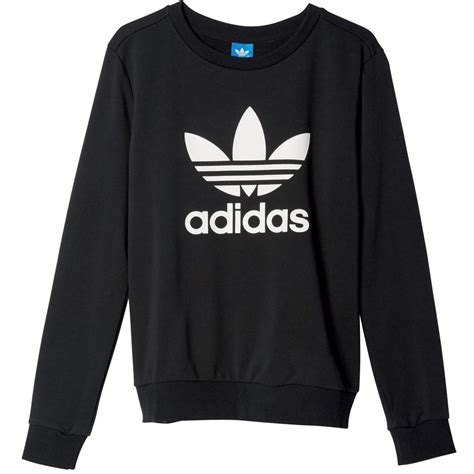 Adidas Originals Crew Sweater Damen Trefoil Logo Sweatshirt Schwarz