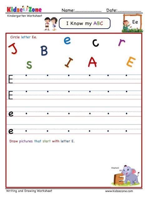 Kindergarten Letter Writing Worksheets Letter E