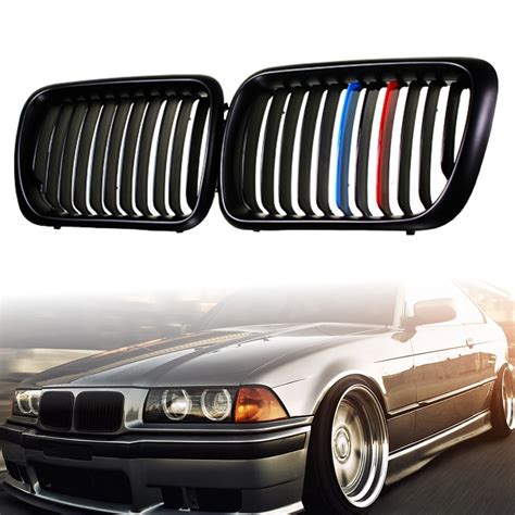 Car Accessries Racing Grills Front Matte Black M Style Kidney Grille