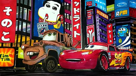 By best coloring pagesjuly 3rd 2017. CARS 2 Lightning McQueen and Mater in Japan Drawing and ...