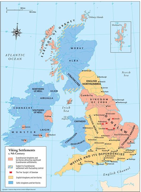 Viking Settlements C 9th Century Map Of Britain England Map Scotland History