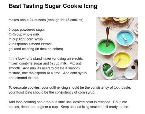 You'll have perfectly decorated sugar cookies in no time! Cookie Icing No Corn Syrup / sugar cookie frosting recipe ...