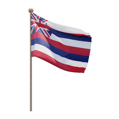 Free Hawaii 3d Ilustración Bandera En El Poste Asta De Bandera De