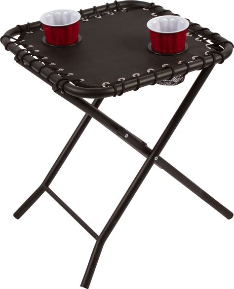 175 Folding Textaline Side Table With Mesh Drink Holders For Camping