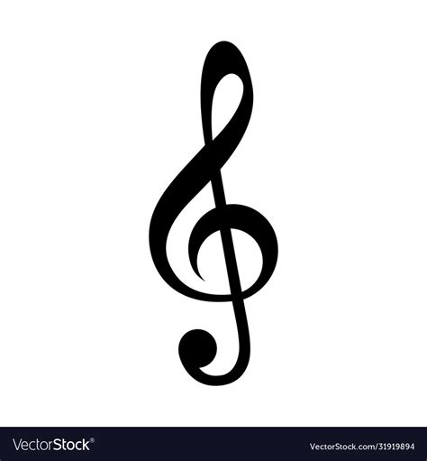 Treble Clef Icon Music Note Isolated On White Vector Image