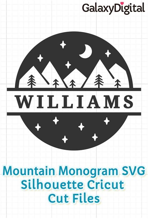 Mountain Monogram Svg Split Mountain And Sky Svg