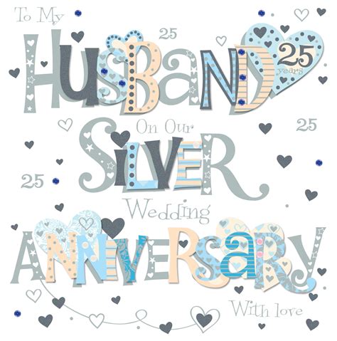 Husband Silver 25th Wedding Anniversary Greeting Card 8 Square