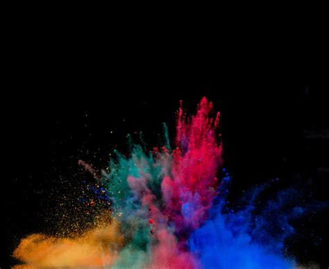 Colored Dust Explosion On Black Background Wallpapers Hd Desktop And