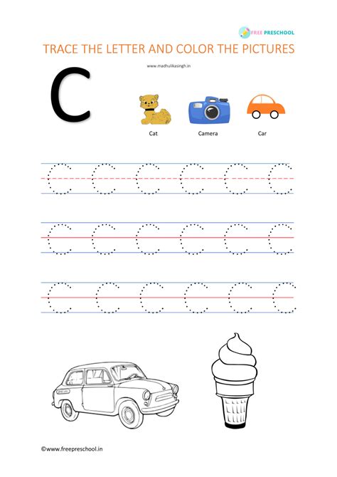 Tracing Letter C Worksheets For Preschool Dot To Dot Name Tracing