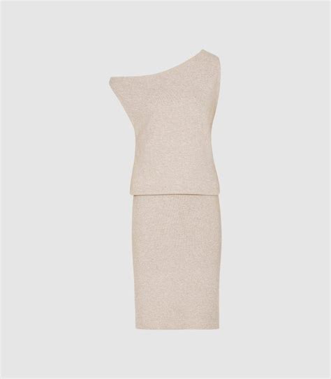 Claudine Neutral Draped Knitted Dress Reiss In 2020 Womens Dresses