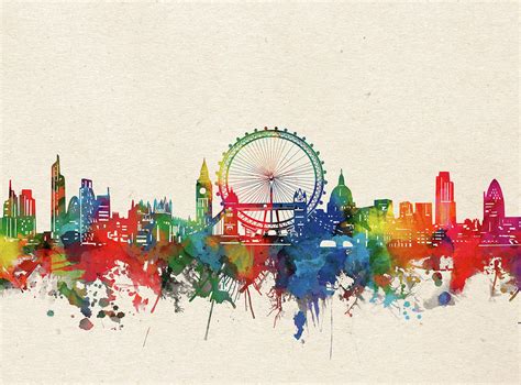 London Skyline Watercolor Digital Art By Bekim M
