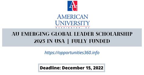 Au Emerging Global Leader Scholarship 2023 In Usa Fully Funded