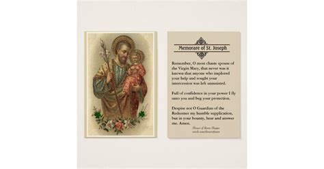 Mary, model of christian love, we know we cannot heal every. Catholic St. Joseph Memorare Prayer Holy Cards | Zazzle.com