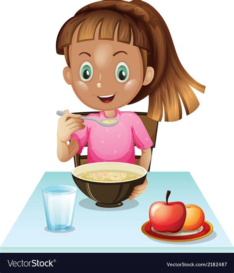 A Girl Eating Breakfast Royalty Free Vector Image