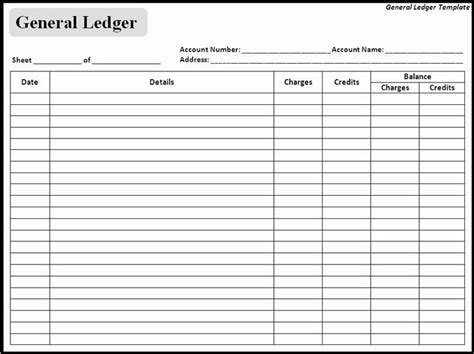 Self Employment Ledger Forms Luxury Blank General Ledger Accounting