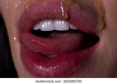 Sexy Full Lips Honey Dripping On Stock Photo Shutterstock
