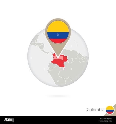 Mapa Y Bandera De Colombia En Círculo Mapa De Colombia Bandera De