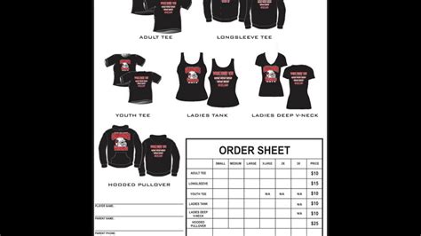 t shirt order form template excel youtube