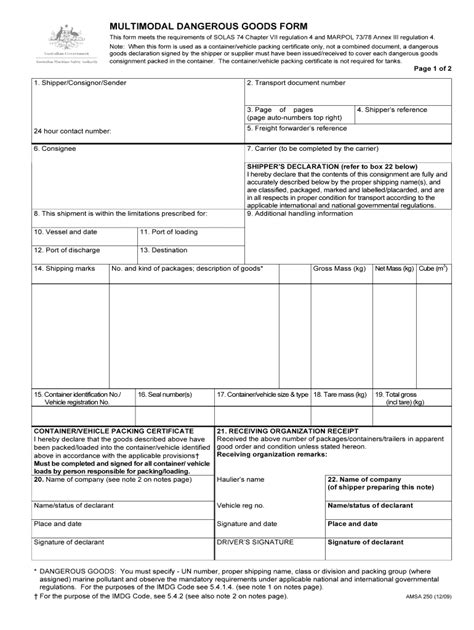 Multimodal Dangerous Goods Form 2020 2021 Fill And Sign Printable