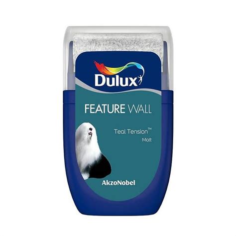 Dulux Feature Wall Teal Tension Tester Paint 30ml Homebase