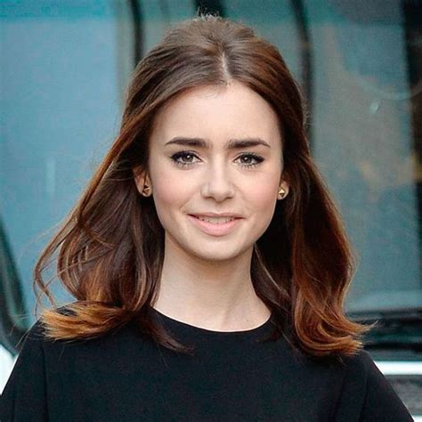Lily Collins With Subtle Bouffant Hairstyle Medium Length Hairstyles