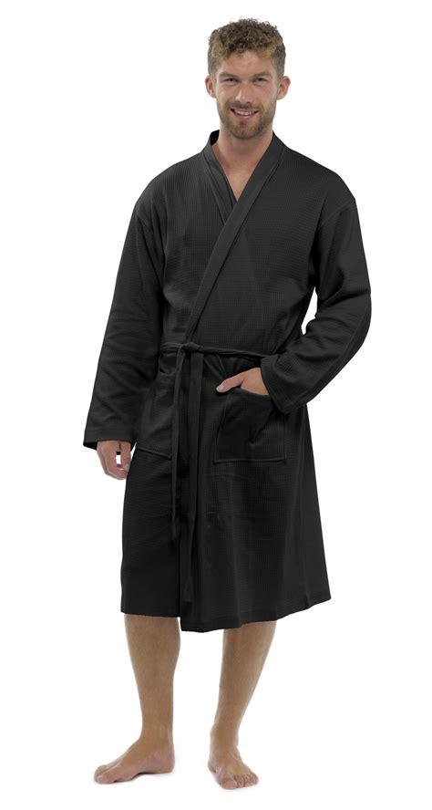 Mens Cotton Waffle Robe Bathrobe Dressing Gown Belted Housecoat