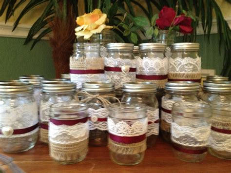 Decorated Mason Jars For A Fall Country Wedding Mason Jar