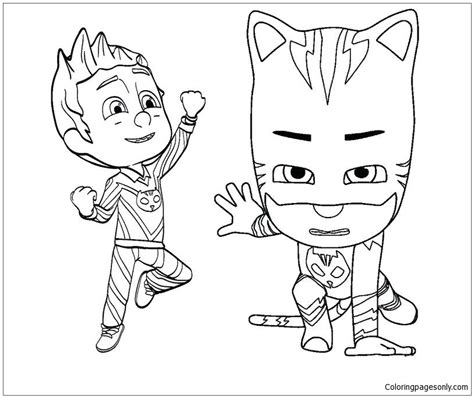 Catboy And Romeo Mask Coloring Page Free Printable Coloring Pages