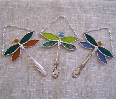 Stained Glass Dragonfly Ornament Suncatcher Window Hanging Etsy