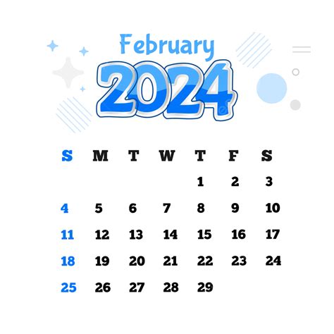 2024년 2월 투명 디자인 벡터 2024년 2월 2024년 2월 달력 월간 달력 Png 일러스트 및 벡터 에 대한 무료