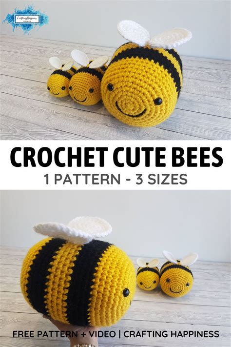 Tiktok Bee Free Amigurumi Crochet Pattern By Crafting Happiness