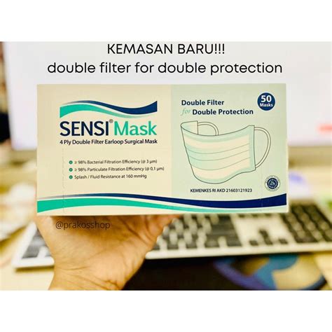 Jual Sensi Mask 3 Ply Double Filter Earloop Surgical Face Mask Masker