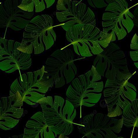 Seamless Pattern With Jungle Tropical Monstera Leaves Background