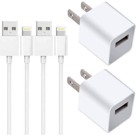 For Iphone Charger Charging Cable Usb Wall Charger 5 Pack Power